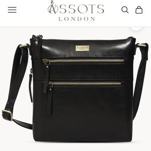 Ássots London ‘Cori’ Black Leather Crossbody Bag | RFID | EUC